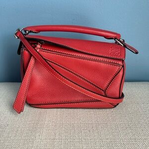 Loewe Red Mini Puzzle Bag